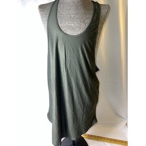 Oversize Women Large Slate Olive Workout Activewear Tank Loose Fit Razorback Top